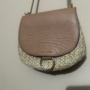 H&M Tan and Cream Crossbody Bag with Silver Chain